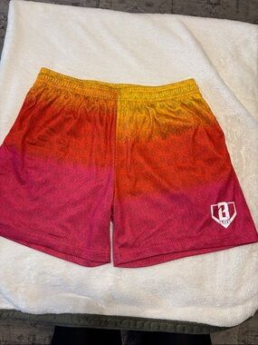 Gradient Performance Men's Athletic Shorts in Yellow-Orange-Red